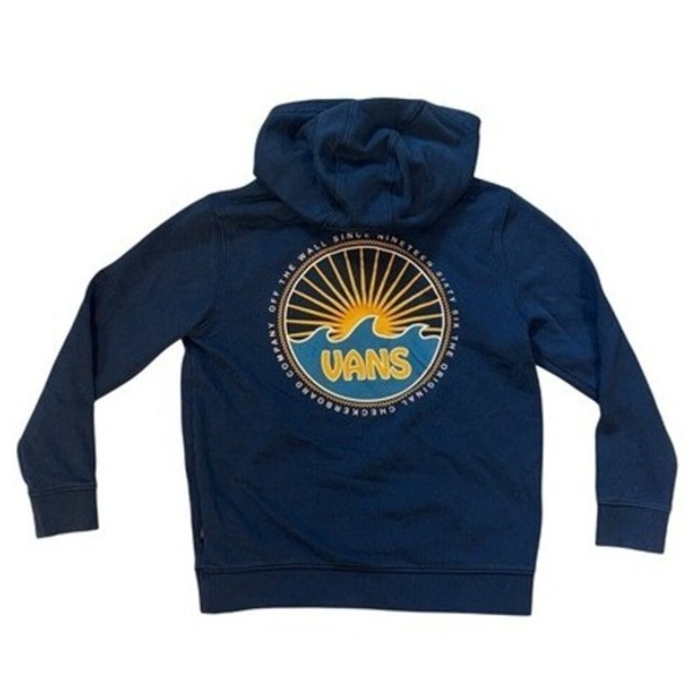 Vans Navy Hoodie with Yellow & Orange Sunrise Patch boys size medium 8-11 school